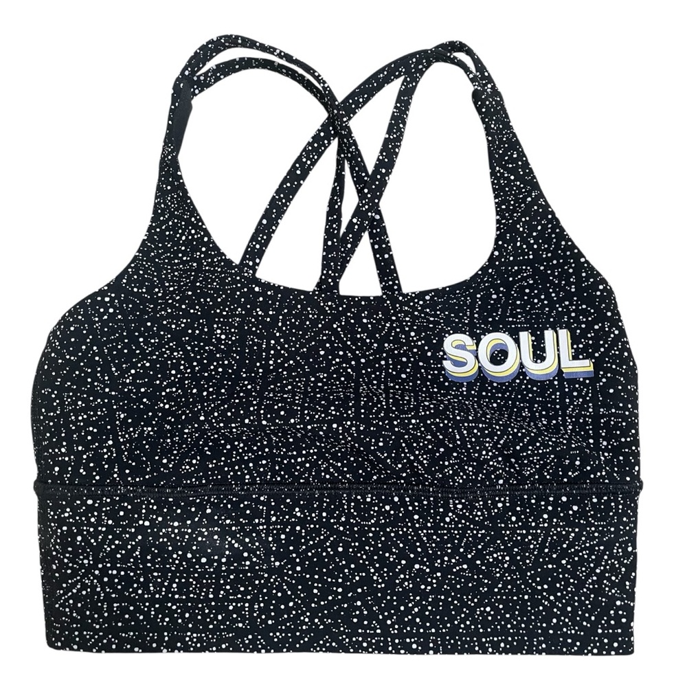 lululemon athletica x soulcycle Black and White Speckled Sports Bra Size 4 - Picture 2 of 8